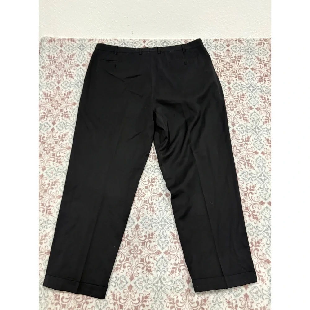 Louis Raphael Tailored Mens 42x30 Black Pleated Cuffed Dress Pants Trousers